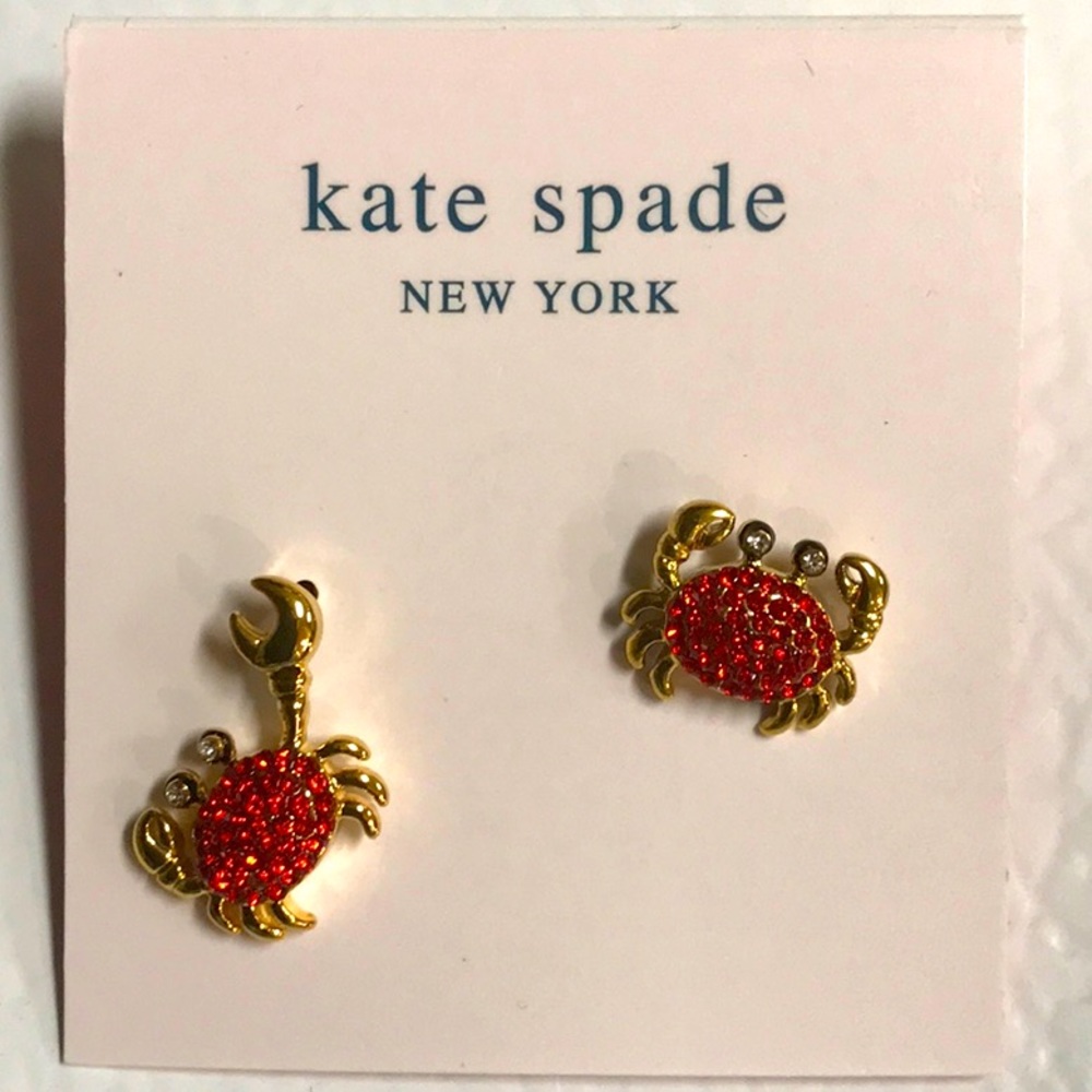 Kate Spade New York pave crystals ear ring in red and gold